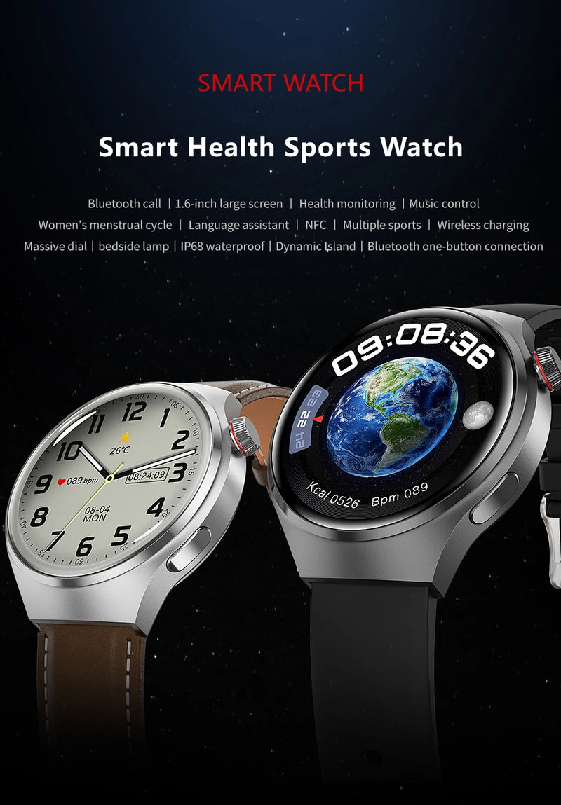 Novo relógio inteligente monitor de saúde freqüência cardíaca bluetooth chamada nfc gps rastreador ip68 à prova dip68 água smartwatch masculino para huawei gt4 pro