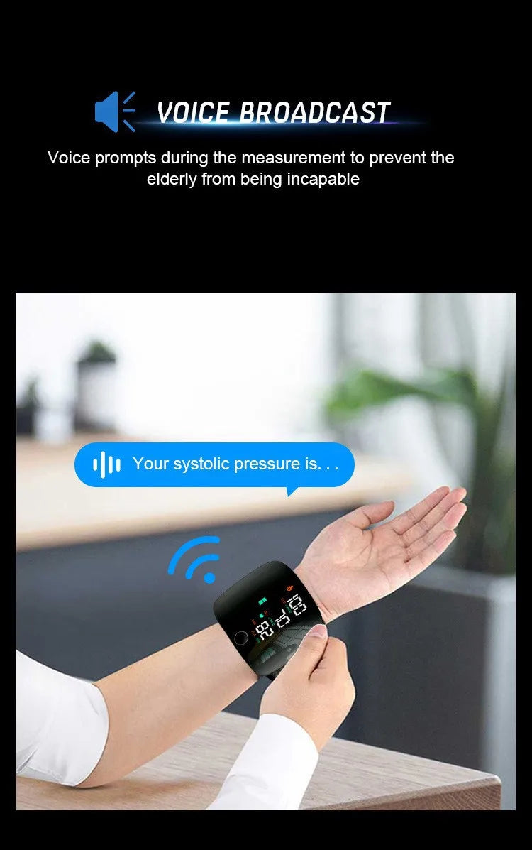 Monitor de pressão arterial de pulso recarregável médico inglês voz digital tensiometro saúde esfigmomanômetro tonômetro