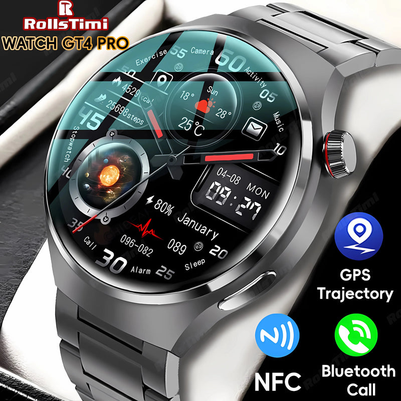 Novo relógio inteligente monitor de saúde freqüência cardíaca bluetooth chamada nfc gps rastreador ip68 à prova dip68 água smartwatch masculino para huawei gt4 pro