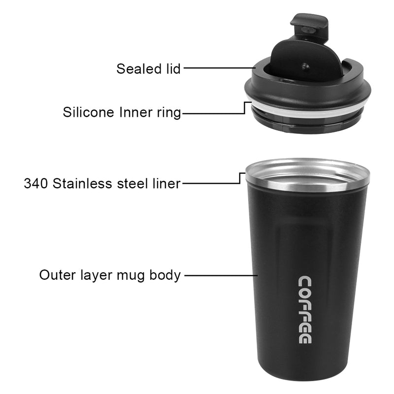 Caneca térmica  380/510ml para chá, água, café, duplo aço inoxidável